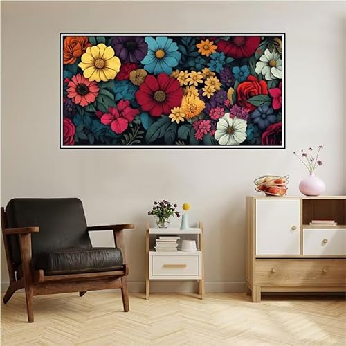 Malen Nach Zahlen Erwachsene Abstrakt Malen Nach Zahlen Blume Malen Nach Zahlen ab 9 Jahre Mädchen DIY Ölgemälde Bastelset Kit, Mit 3-Pinseln und Acrylfarbe für Geschenk Home Wand Décor 120X60cm-z53 von Guofuos