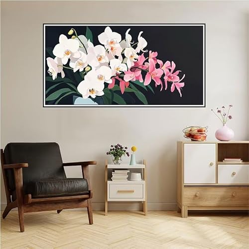 Malen Nach Zahlen Erwachsene Abstrakt Malen Nach Zahlen Blume Malen Nach Zahlen ab 9 Jahre Mädchen DIY Ölgemälde Bastelset Kit, Mit 3-Pinseln und Acrylfarbe für Geschenk Home Wand Décor 140X70cm-z13 von Guofuos