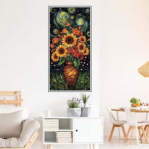 Malen Nach Zahlen Erwachsene Abstrakt Malen Nach Zahlen Blume Malen Nach Zahlen ab 9 Jahre Mädchen DIY Ölgemälde Bastelset Kit, Mit 3-Pinseln und Acrylfarbe für Geschenk Home Wand Décor 140X70cm-z582 von Guofuos