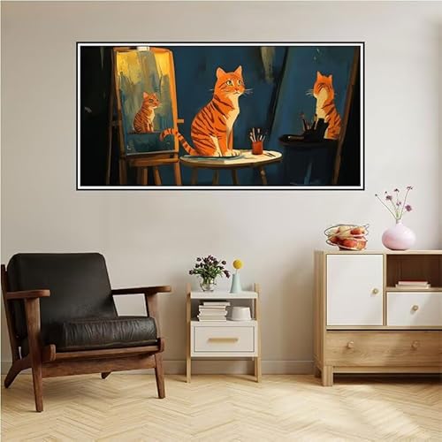 Malen Nach Zahlen Erwachsene Abstrakt Malen Nach Zahlen Katze Malen Nach Zahlen ab 9 Jahre Mädchen DIY Ölgemälde Bastelset Kit, Mit 3-Pinseln und Acrylfarbe für Geschenk Home Wand Décor 120X60cm-z48 von Guofuos