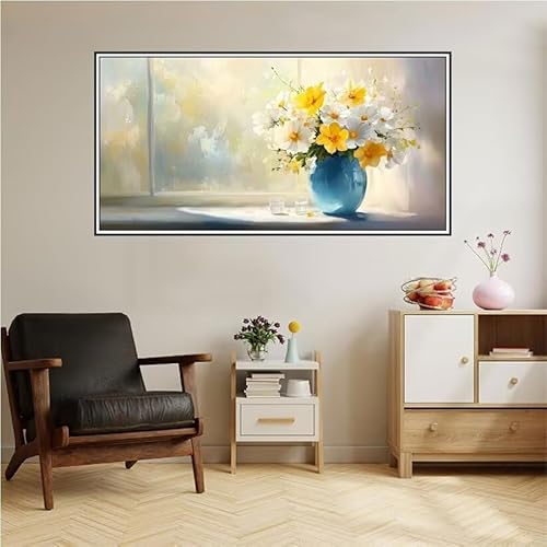 Malen Nach Zahlen Erwachsene Blume Malen Nach Zahlen Fensterbank Malen Nach Zahlen ab 9 Jahre Mädchen DIY Ölgemälde Bastelset Kit, Mit 3-Pinseln und Acrylfarbe für Geschenk Wand Décor 200X100cm-z57 von Guofuos