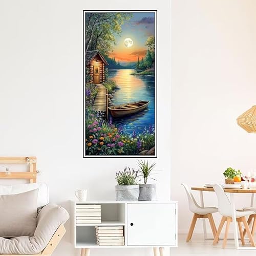 Malen Nach Zahlen Erwachsene Blume Malen Nach Zahlen Fluss Malen Nach Zahlen ab 9 Jahre Mädchen DIY Ölgemälde Bastelset Kit, Mit 3-Pinseln und Acrylfarbe für Geschenk Home Wand Décor 160X80cm-z541 von Guofuos