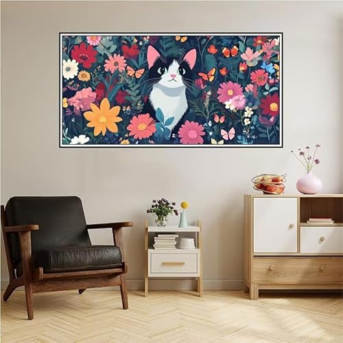 Malen Nach Zahlen Erwachsene Blume Malen Nach Zahlen Katze Malen Nach Zahlen ab 9 Jahre Mädchen DIY Ölgemälde Bastelset Kit, Mit 3-Pinseln und Acrylfarbe für Geschenk Home Wand Décor 120X60cm-z92 von Guofuos