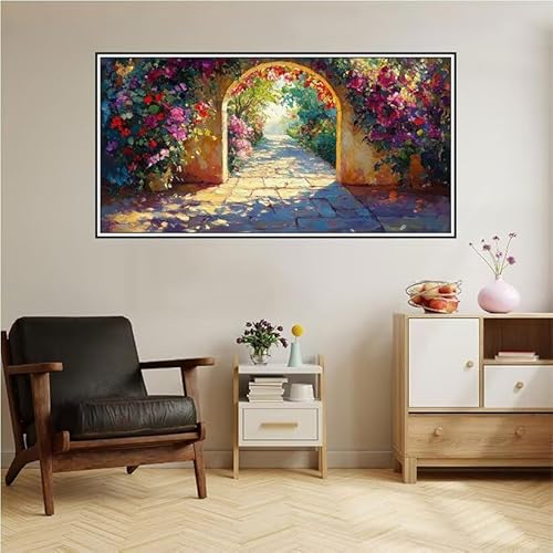 Malen Nach Zahlen Erwachsene Blume Malen Nach Zahlen Landschaft Malen Nach Zahlen ab 9 Jahre Mädchen DIY Ölgemälde Bastelset Kit, Mit 3-Pinseln und Acrylfarbe für Geschenk Wand Décor 200X100cm-z32 von Guofuos