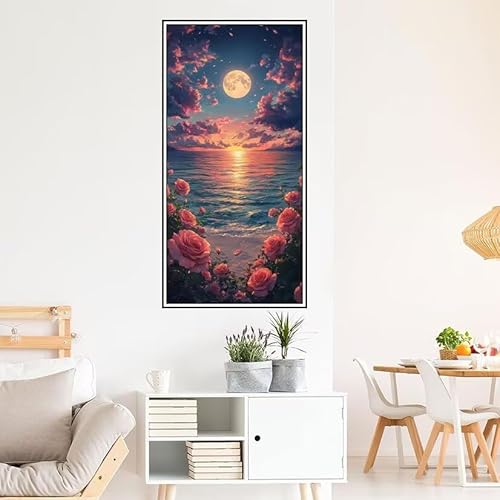 Malen Nach Zahlen Erwachsene Blume Malen Nach Zahlen Mond Malen Nach Zahlen ab 9 Jahre Mädchen DIY Ölgemälde Bastelset Kit, Mit 3-Pinseln und Acrylfarbe für Geschenk Home Wand Décor 160X80cm-z517 von Guofuos