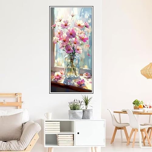 Malen Nach Zahlen Erwachsene Blume Malen Nach Zahlen Rosa Malen Nach Zahlen ab 9 Jahre Mädchen DIY Ölgemälde Bastelset Kit, Mit 3-Pinseln und Acrylfarbe für Geschenk Home Wand Décor 220X100cm-z497 von Guofuos