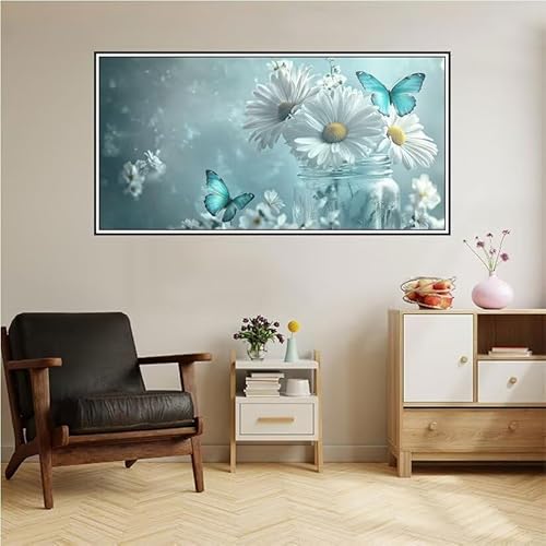 Malen Nach Zahlen Erwachsene Blume Malen Nach Zahlen Schmetterling Malen Nach Zahlen ab 9 Jahre Mädchen DIY Ölgemälde Bastelset Kit, Mit 3-Pinseln Acrylfarbe für Geschenk Wand Décor 200X100cm-z152 von Guofuos