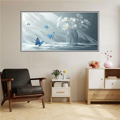 Malen Nach Zahlen Erwachsene Blume Malen Nach Zahlen Schmetterling Malen Nach Zahlen ab 9 Jahre Mädchen DIY Ölgemälde Bastelset Kit, Mit 3-Pinseln und Acrylfarbe für Geschenk Wand Décor 160X80cm-z12 von Guofuos