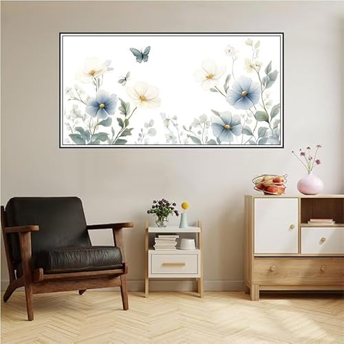 Malen Nach Zahlen Erwachsene Blume Malen Nach Zahlen Schmetterling Malen Nach Zahlen ab 9 Jahre Mädchen DIY Ölgemälde Bastelset Kit, Mit 3-Pinseln und Acrylfarbe für Geschenk Wand Décor 200X100cm-z77 von Guofuos