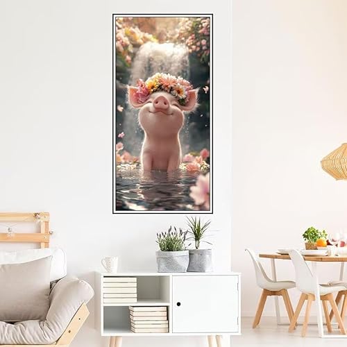 Malen Nach Zahlen Erwachsene Blume Malen Nach Zahlen Schwein Malen Nach Zahlen ab 9 Jahre Mädchen DIY Ölgemälde Bastelset Kit, Mit 3-Pinseln und Acrylfarbe für Geschenk Home Wand Décor 140X70cm-z543 von Guofuos