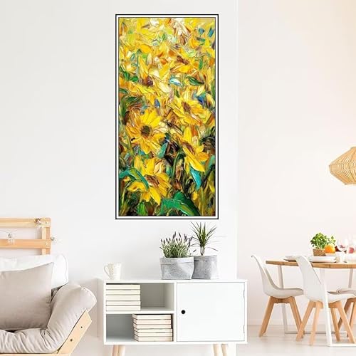 Malen Nach Zahlen Erwachsene Blume Malen Nach Zahlen Sonnenblume Malen Nach Zahlen ab 9 Jahre Mädchen DIY Ölgemälde Bastelset Kit, Mit 3-Pinseln und Acrylfarbe für Geschenk Wand Décor 200X100cm-z1278 von Guofuos