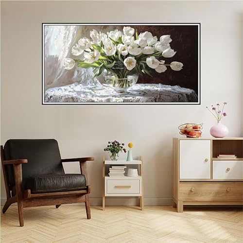 Malen Nach Zahlen Erwachsene Blume Malen Nach Zahlen Tulpe Malen Nach Zahlen ab 9 Jahre Mädchen DIY Ölgemälde Bastelset Kit, Mit 3-Pinseln und Acrylfarbe für Geschenk Home Wand Décor 220X100cm-z166 von Guofuos