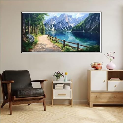 Malen Nach Zahlen Erwachsene Gebirge Malen Nach Zahlen Ozean Malen Nach Zahlen ab 9 Jahre Mädchen DIY Ölgemälde Bastelset Kit, Mit 3-Pinseln und Acrylfarbe für Geschenk Home Wand Décor 140X70cm-z42 von Guofuos