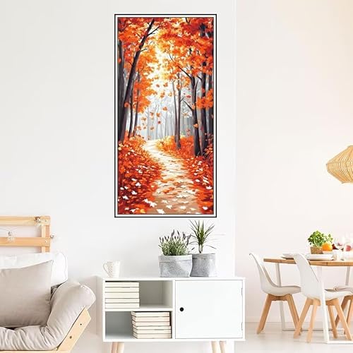 Malen Nach Zahlen Erwachsene Herbst Malen Nach Zahlen Landschaft Malen Nach Zahlen ab 9 Jahre Mädchen DIY Ölgemälde Bastelset Kit, Mit 3-Pinseln und Acrylfarbe für Geschenk Wand Décor 100X50cm-z1028 von Guofuos