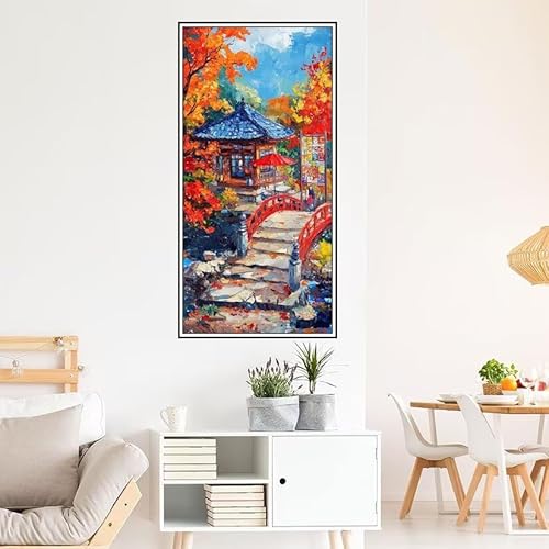 Malen Nach Zahlen Erwachsene Herbst Malen Nach Zahlen Landschaft Malen Nach Zahlen ab 9 Jahre Mädchen DIY Ölgemälde Bastelset Kit, Mit 3-Pinseln und Acrylfarbe für Geschenk Wand Décor 160X80cm-z937 von Guofuos