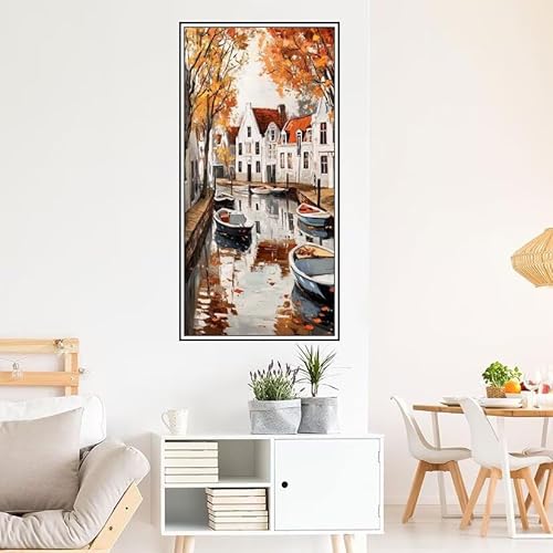 Malen Nach Zahlen Erwachsene Herbst Malen Nach Zahlen Stadt Malen Nach Zahlen ab 9 Jahre Mädchen DIY Ölgemälde Bastelset Kit, Mit 3-Pinseln und Acrylfarbe für Geschenk Home Wand Décor 160X80cm-z1298 von Guofuos