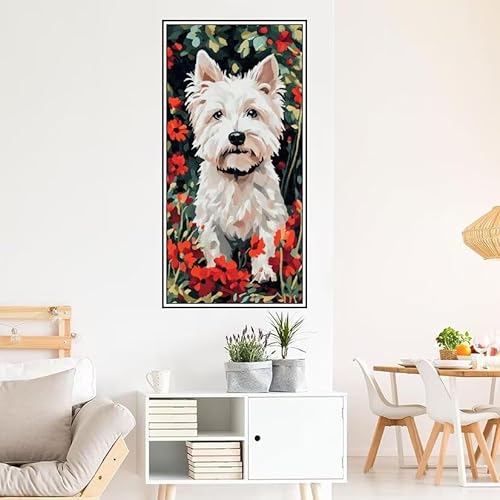 Malen Nach Zahlen Erwachsene Hund Malen Nach Zahlen Tier Malen Nach Zahlen ab 9 Jahre Mädchen DIY Ölgemälde Bastelset Kit, Mit 3-Pinseln und Acrylfarbe für Geschenk Home Wand Décor 220X100cm-z546 von Guofuos