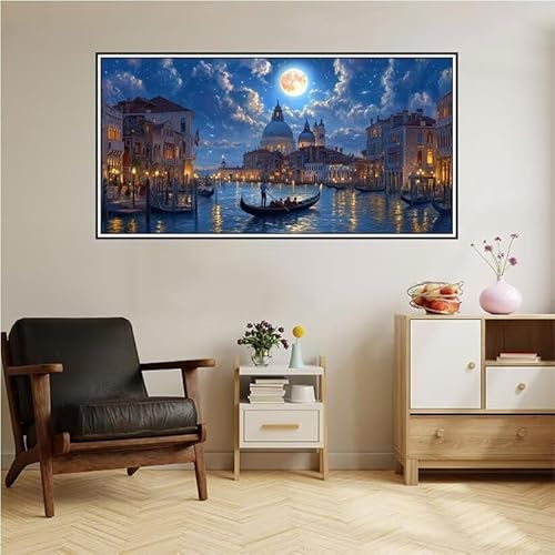 Malen Nach Zahlen Erwachsene Italien Malen Nach Zahlen Landschaft Malen Nach Zahlen ab 9 Jahre Mädchen DIY Ölgemälde Bastelset Kit, Mit 3-Pinseln und Acrylfarbe für Geschenk Wand Décor 140X70cm-z76 von Guofuos