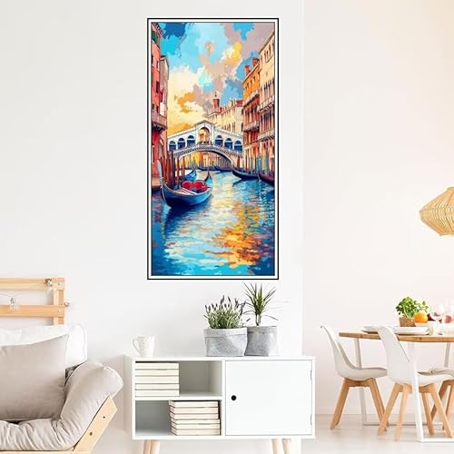 Malen Nach Zahlen Erwachsene Italien Malen Nach Zahlen Stadt Malen Nach Zahlen ab 9 Jahre Mädchen DIY Ölgemälde Bastelset Kit, Mit 3-Pinseln und Acrylfarbe für Geschenk Wand Décor 220X100cm-z1192 von Guofuos