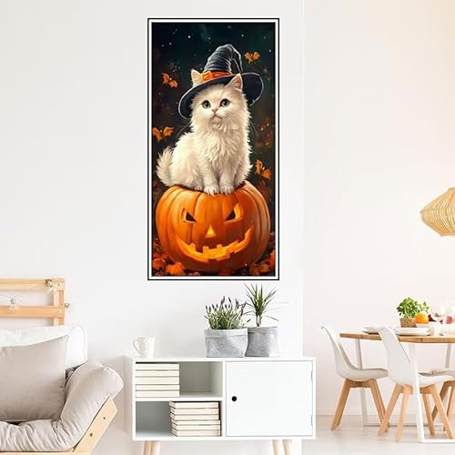 Malen Nach Zahlen Erwachsene Katze Malen Nach Zahlen Halloween Malen Nach Zahlen ab 9 Jahre Mädchen DIY Ölgemälde Bastelset Kit, Mit 3-Pinseln und Acrylfarbe für Geschenk Wand Décor 200X100cm-z1223 von Guofuos