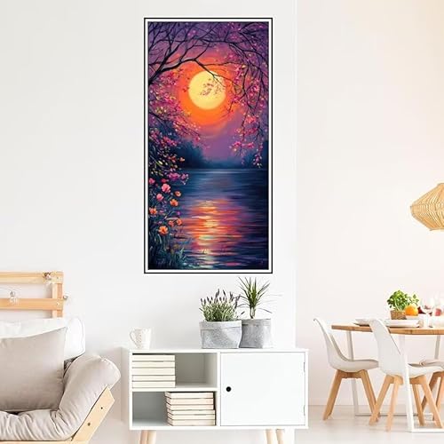 Malen Nach Zahlen Erwachsene Landschaft Malen Nach Zahlen Blume Malen Nach Zahlen ab 9 Jahre Mädchen DIY Ölgemälde Bastelset Kit, Mit 3-Pinseln und Acrylfarbe für Geschenk Wand Décor 100X50cm-z1271 von Guofuos