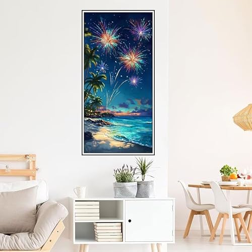 Malen Nach Zahlen Erwachsene Landschaft Malen Nach Zahlen Feuerwerk Malen Nach Zahlen ab 9 Jahre Mädchen DIY Ölgemälde Bastelset Kit, Mit 3-Pinseln Acrylfarbe für Geschenk Wand Décor 220X100cm-z501 von Guofuos