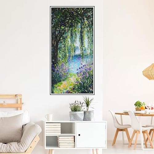 Malen Nach Zahlen Erwachsene Landschaft Malen Nach Zahlen Fluss Malen Nach Zahlen ab 9 Jahre Mädchen DIY Ölgemälde Bastelset Kit, Mit 3-Pinseln und Acrylfarbe für Geschenk Wand Décor 70X35cm-z1267 von Guofuos