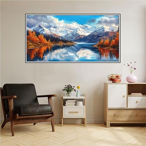 Malen Nach Zahlen Erwachsene Landschaft Malen Nach Zahlen Gebirge Malen Nach Zahlen ab 9 Jahre Mädchen DIY Ölgemälde Bastelset Kit, Mit 3-Pinseln und Acrylfarbe für Geschenk Wand Décor 120X60cm-z103 von Guofuos