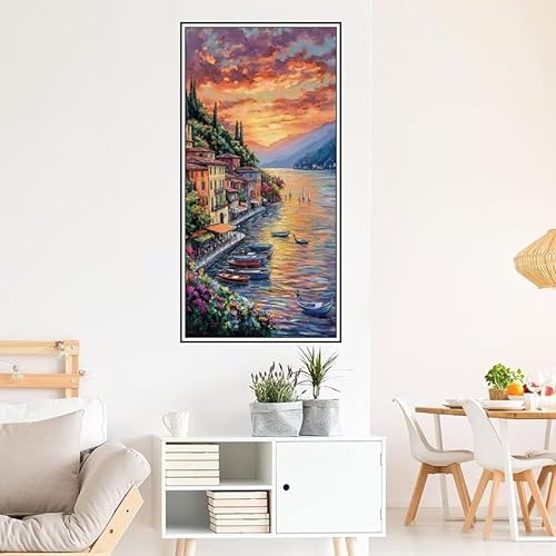 Malen Nach Zahlen Erwachsene Landschaft Malen Nach Zahlen Italien Malen Nach Zahlen ab 9 Jahre Mädchen DIY Ölgemälde Bastelset Kit, Mit 3-Pinseln Acrylfarbe für Geschenk Wand Décor 220X100cm-z1037 von Guofuos