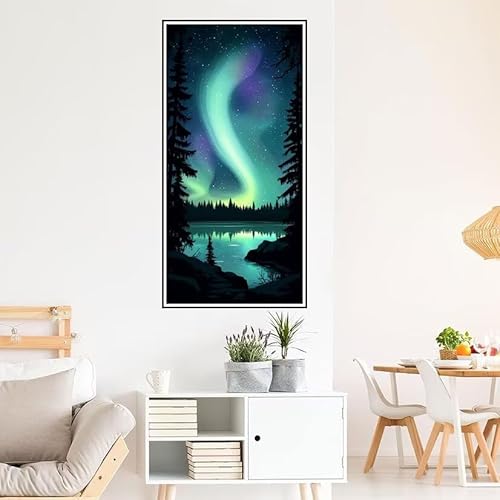 Malen Nach Zahlen Erwachsene Landschaft Malen Nach Zahlen Polarlicht Malen Nach Zahlen ab 9 Jahre Mädchen DIY Ölgemälde Bastelset Kit, Mit 3-Pinseln Acrylfarbe für Geschenk Wand Décor 100X50cm-z656 von Guofuos