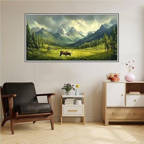 Malen Nach Zahlen Erwachsene Landschaft Malen Nach Zahlen Reh Malen Nach Zahlen ab 9 Jahre Mädchen DIY Ölgemälde Bastelset Kit, Mit 3-Pinseln und Acrylfarbe für Geschenk Home Wand Décor 140X70cm-z23 von Guofuos