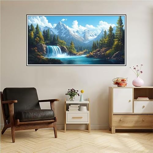 Malen Nach Zahlen Erwachsene Landschaft Malen Nach Zahlen See Malen Nach Zahlen ab 9 Jahre Mädchen DIY Ölgemälde Bastelset Kit, Mit 3-Pinseln und Acrylfarbe für Geschenk Home Wand Décor 100X50cm-z67 von Guofuos