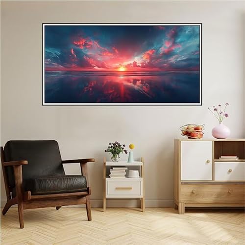 Malen Nach Zahlen Erwachsene Landschaft Malen Nach Zahlen Sonnenuntergang Malen Nach Zahlen ab 9 Jahre Mädchen DIY Ölgemälde Bastelset Kit, Mit Pinseln Acrylfarbe für Geschenk Wand Décor 200X100cm-z7 von Guofuos