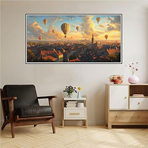 Malen Nach Zahlen Erwachsene Landschaft Malen Nach Zahlen Stadt Malen Nach Zahlen ab 9 Jahre Mädchen DIY Ölgemälde Bastelset Kit, Mit 3-Pinseln und Acrylfarbe für Geschenk Wand Décor 120X60cm-z108 von Guofuos