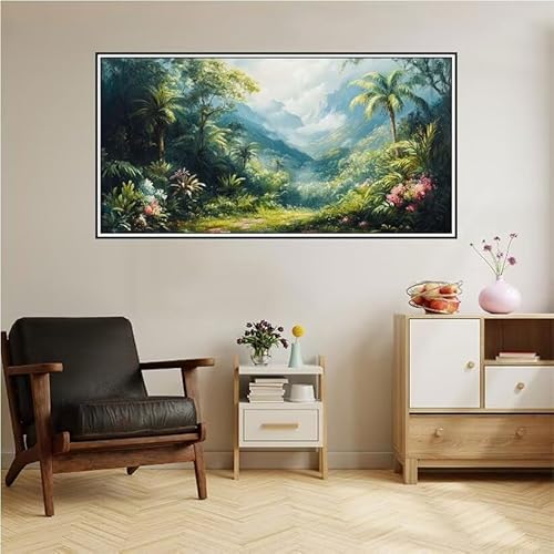 Malen Nach Zahlen Erwachsene Landschaft Malen Nach Zahlen Wald Malen Nach Zahlen ab 9 Jahre Mädchen DIY Ölgemälde Bastelset Kit, Mit 3-Pinseln und Acrylfarbe für Geschenk Home Wand Décor 120X60cm-z36 von Guofuos