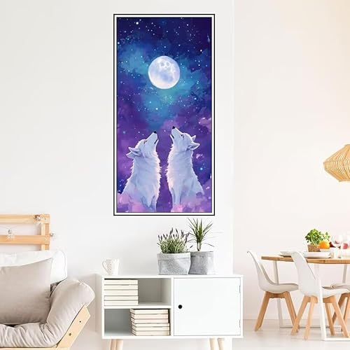 Malen Nach Zahlen Erwachsene Landschaft Malen Nach Zahlen Wolf Malen Nach Zahlen ab 9 Jahre Mädchen DIY Ölgemälde Bastelset Kit, Mit 3-Pinseln und Acrylfarbe für Geschenk Wand Décor 220X100cm-z632 von Guofuos