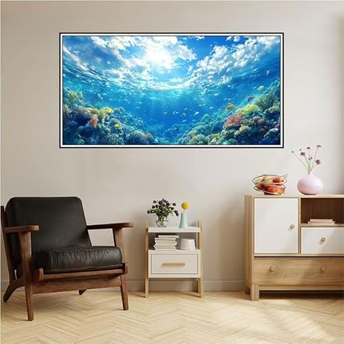 Malen Nach Zahlen Erwachsene Ozean Malen Nach Zahlen Landschaft Malen Nach Zahlen ab 9 Jahre Mädchen DIY Ölgemälde Bastelset Kit, Mit 3-Pinseln und Acrylfarbe für Geschenk Wand Décor 200X100cm-z58 von Guofuos