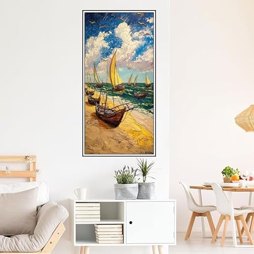 Malen Nach Zahlen Erwachsene Ozean Malen Nach Zahlen Segelboot Malen Nach Zahlen ab 9 Jahre Mädchen DIY Ölgemälde Bastelset Kit, Mit 3-Pinseln und Acrylfarbe für Geschenk Wand Décor 200X100cm-z1003 von Guofuos