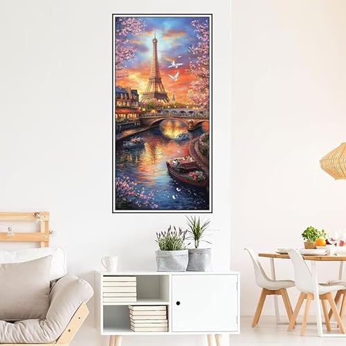 Malen Nach Zahlen Erwachsene Paris Malen Nach Zahlen Landschaft Malen Nach Zahlen ab 9 Jahre Mädchen DIY Ölgemälde Bastelset Kit, Mit 3-Pinseln und Acrylfarbe für Geschenk Wand Décor 160X80cm-z576 von Guofuos