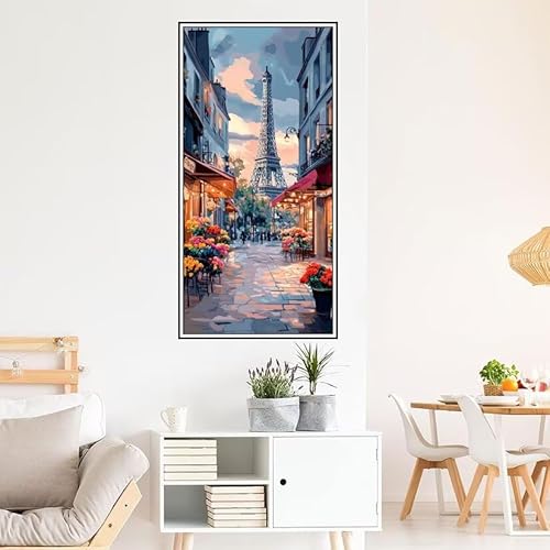 Malen Nach Zahlen Erwachsene Paris Malen Nach Zahlen Straße Malen Nach Zahlen ab 9 Jahre Mädchen DIY Ölgemälde Bastelset Kit, Mit 3-Pinseln und Acrylfarbe für Geschenk Home Wand Décor 100X50cm-z1313 von Guofuos