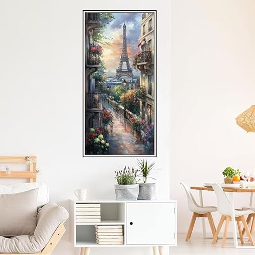 Malen Nach Zahlen Erwachsene Paris Malen Nach Zahlen Straße Malen Nach Zahlen ab 9 Jahre Mädchen DIY Ölgemälde Bastelset Kit, Mit 3-Pinseln und Acrylfarbe für Geschenk Home Wand Décor 220X100cm-z1032 von Guofuos