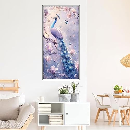 Malen Nach Zahlen Erwachsene Pfau Malen Nach Zahlen Blume Malen Nach Zahlen ab 9 Jahre Mädchen DIY Ölgemälde Bastelset Kit, Mit 3-Pinseln und Acrylfarbe für Geschenk Home Wand Décor 140X70cm-z503 von Guofuos