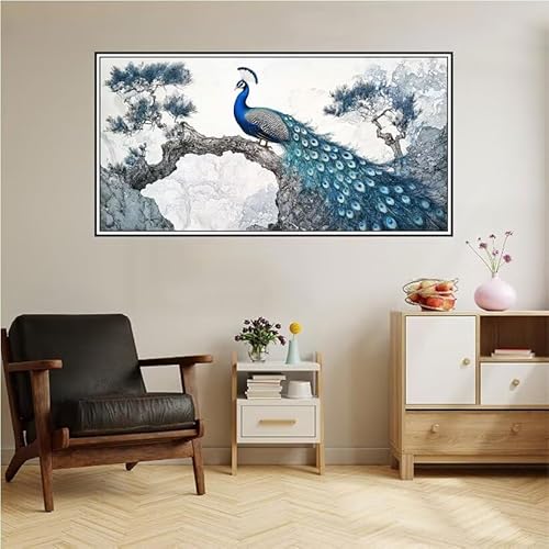 Malen Nach Zahlen Erwachsene Pfau Malen Nach Zahlen Wald Malen Nach Zahlen ab 9 Jahre Mädchen DIY Ölgemälde Bastelset Kit, Mit 3-Pinseln und Acrylfarbe für Geschenk Home Wand Décor 120X60cm-z96 von Guofuos