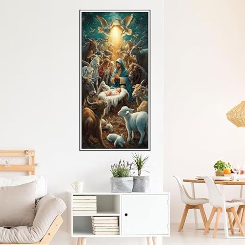 Malen Nach Zahlen Erwachsene Religion Malen Nach Zahlen Lamm Malen Nach Zahlen ab 9 Jahre Mädchen DIY Ölgemälde Bastelset Kit, Mit 3-Pinseln und Acrylfarbe für Geschenk Home Wand Décor 220X100cm-z528 von Guofuos