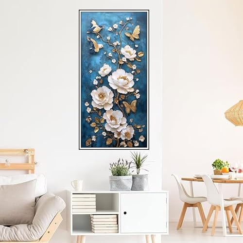 Malen Nach Zahlen Erwachsene Schmetterling Malen Nach Zahlen Blume Malen Nach Zahlen ab 9 Jahre Mädchen DIY Ölgemälde Bastelset Kit, Mit 3-Pinseln Acrylfarbe für Geschenk Wand Décor 200X100cm-z642 von Guofuos