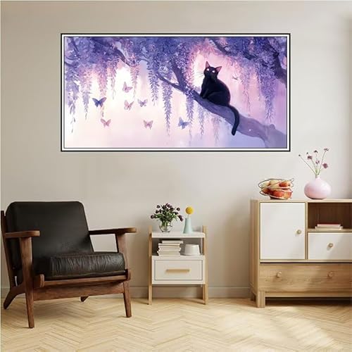 Malen Nach Zahlen Erwachsene Schmetterling Malen Nach Zahlen Katze Malen Nach Zahlen ab 9 Jahre Mädchen DIY Ölgemälde Bastelset Kit, Mit 3-Pinseln und Acrylfarbe für Geschenk Wand Décor 200X100cm-z93 von Guofuos