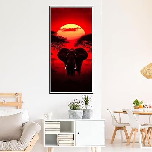 Malen Nach Zahlen Erwachsene Sonnenuntergang Malen Nach Zahlen Elefant Malen Nach Zahlen ab 9 Jahre Mädchen DIY Ölgemälde Bastelset Kit, Mit 3-Pinseln Acrylfarbe für Geschenk Wand Décor 90X45cm-z1321 von Guofuos