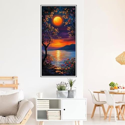 Malen Nach Zahlen Erwachsene Sonnenuntergang Malen Nach Zahlen Landschaft Malen Nach Zahlen ab 9 Jahre Mädchen DIY Ölgemälde Bastelset Kit,Mit Pinseln Acrylfarbe für Geschenk Wand Décor 140X70cm-z551 von Guofuos