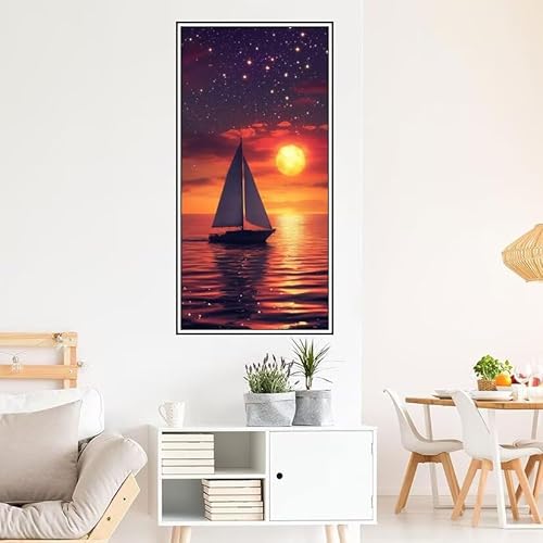 Malen Nach Zahlen Erwachsene Sonnenuntergang Malen Nach Zahlen Landschaft Malen Nach Zahlen ab 9 Jahre Mädchen Ölgemälde Bastelset Kit,Mit Pinseln Acrylfarbe für Geschenk Wand Décor 220X100cm-z1062 von Guofuos