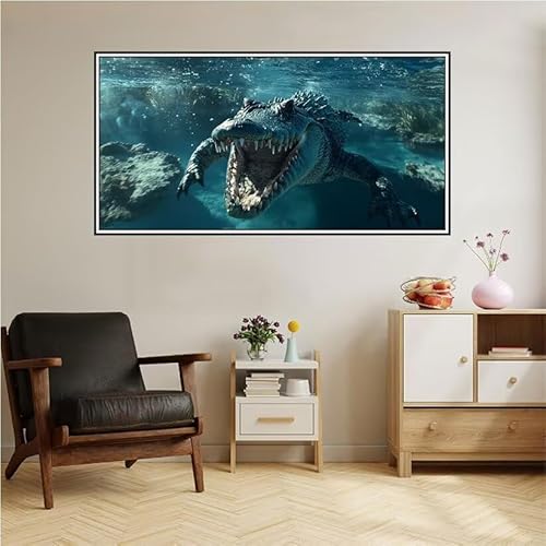 Malen Nach Zahlen Erwachsene Tier Malen Nach Zahlen Krokodil Malen Nach Zahlen ab 9 Jahre Mädchen DIY Ölgemälde Bastelset Kit, Mit 3-Pinseln und Acrylfarbe für Geschenk Home Wand Décor 140X70cm-z122 von Guofuos